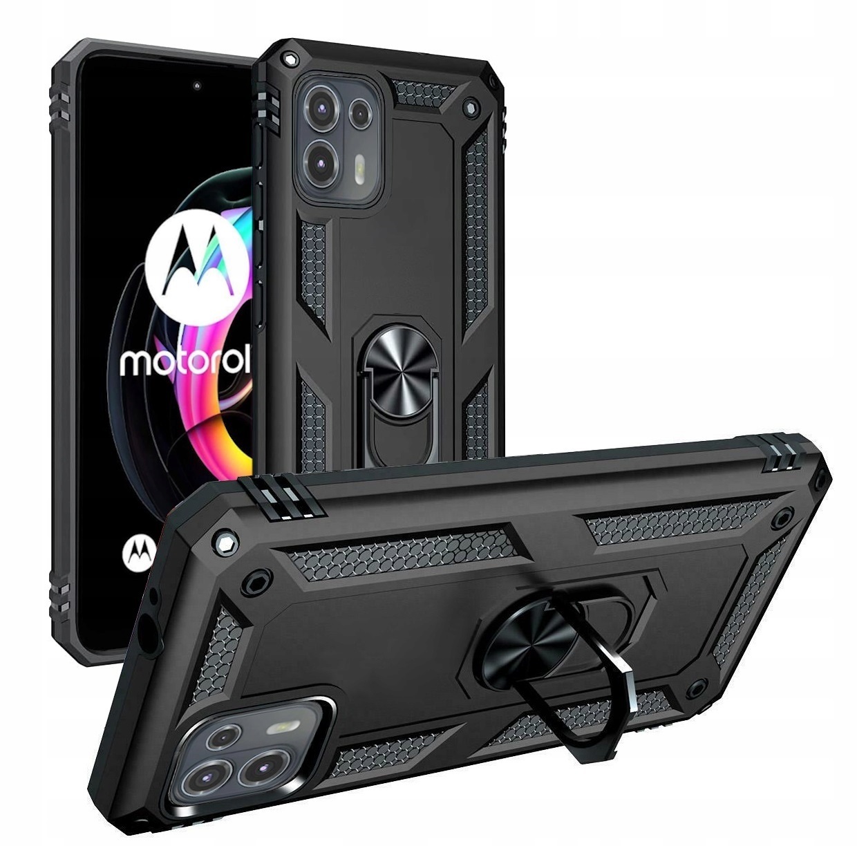 Protectores para celular  para Motorola  Edge 20 Lite Funda reforzada con anillo v2 Negro